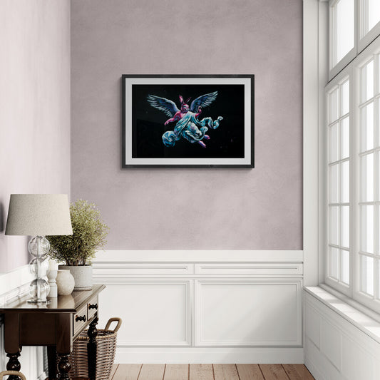 "Neon Baroque Angel" Framed matte paper poster