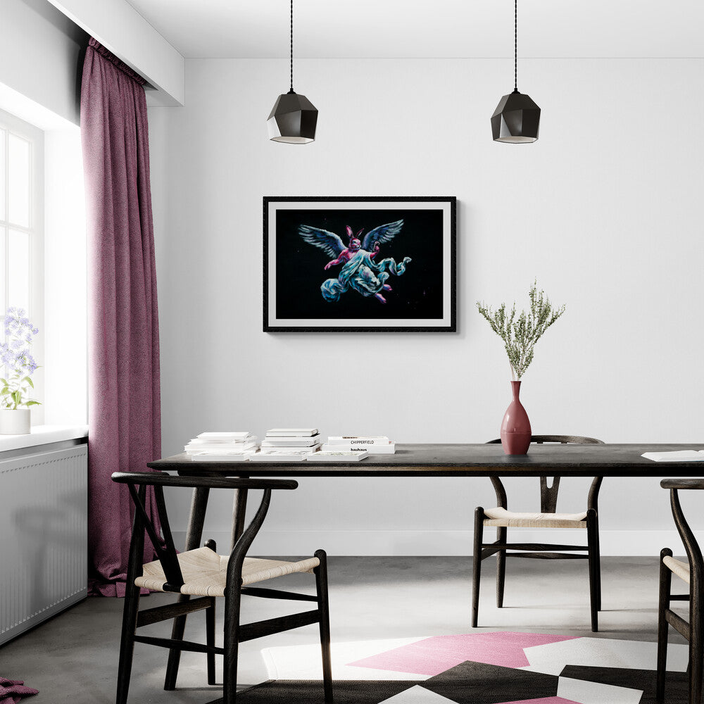 "Neon Baroque Angel" Framed matte paper poster