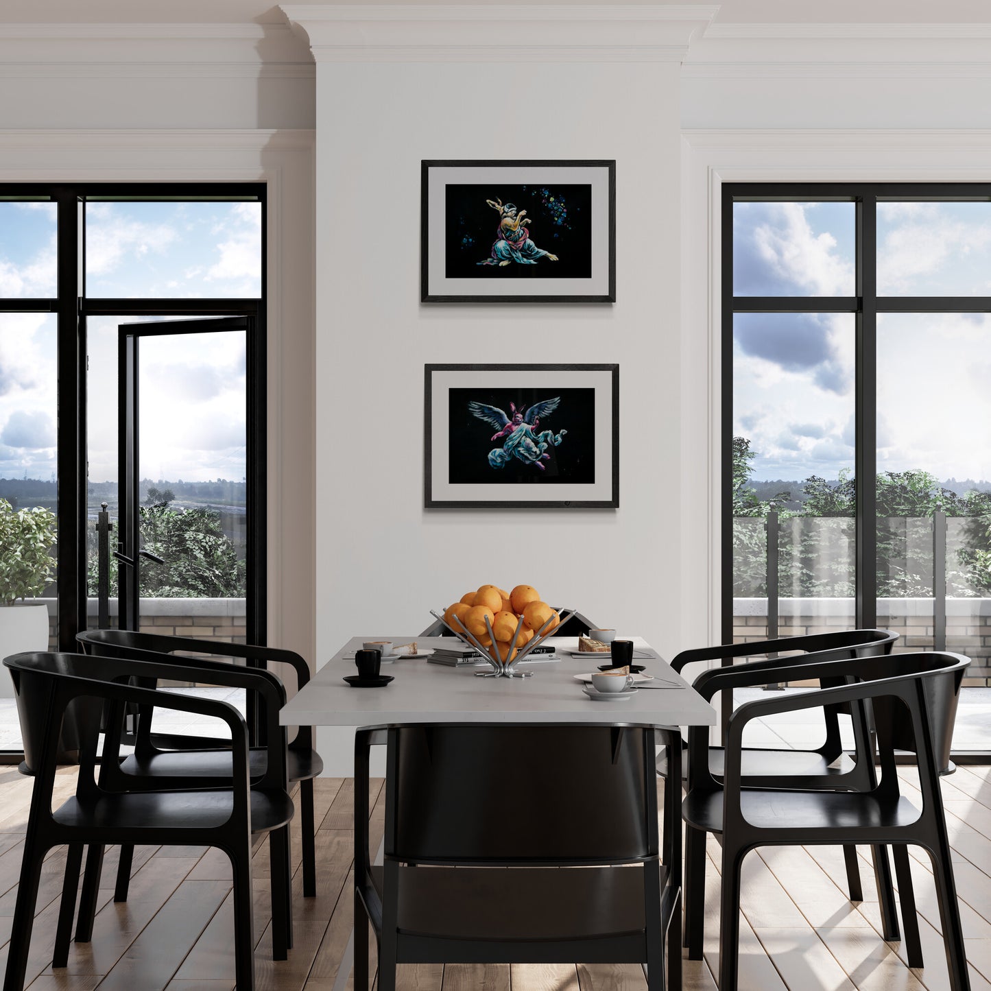 "Neon Baroque Angel" Framed matte paper poster