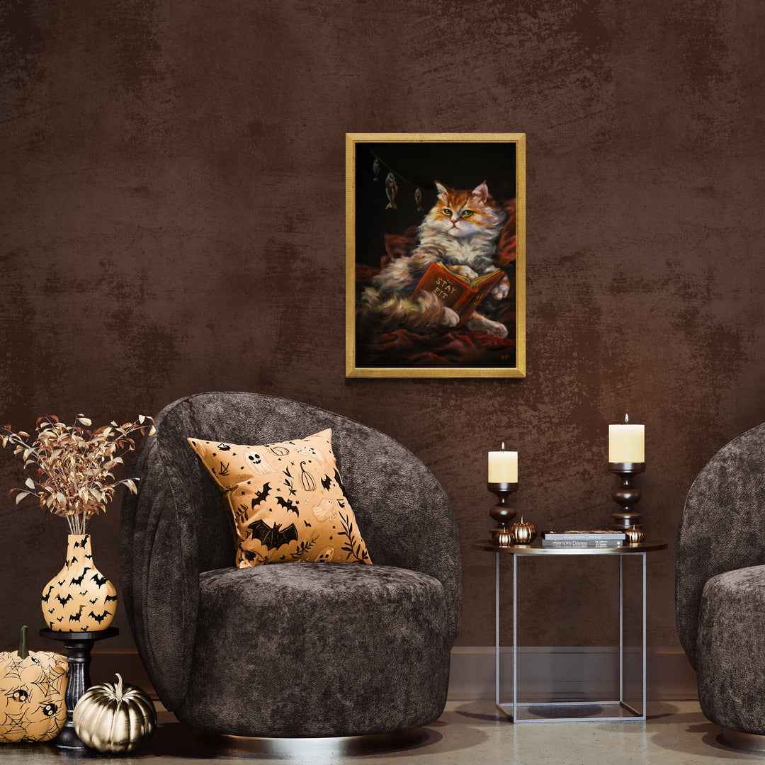 "The reading cat" museum-quality paper poster