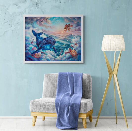 "With a Light Heart" Framed canvas