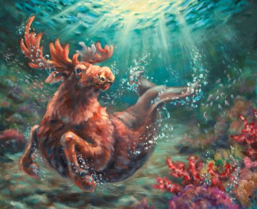 Mermoose oil painting fantasy art