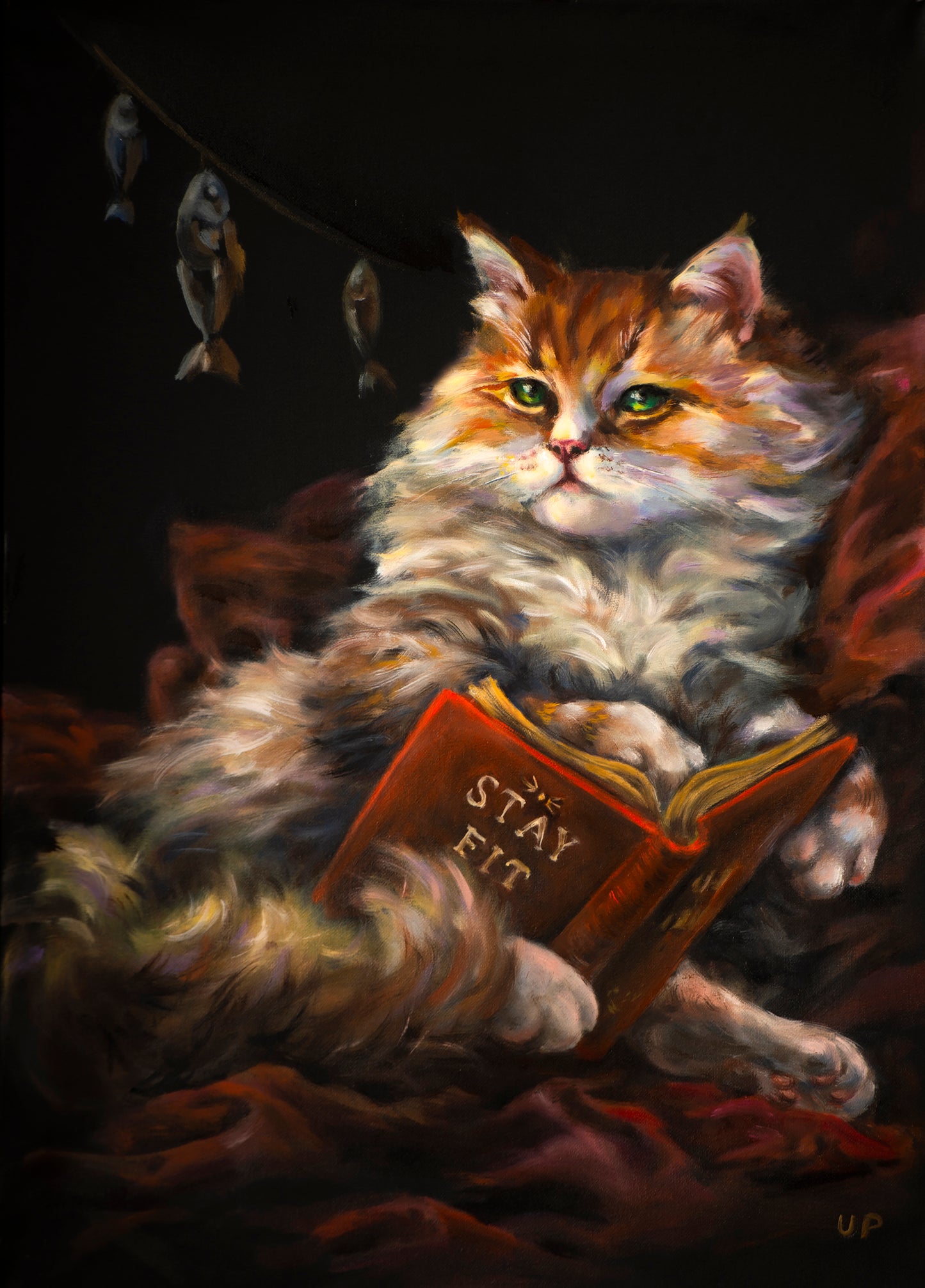 "The reading cat" museum-quality paper poster