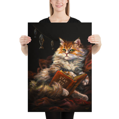 "The reading cat" museum-quality paper poster